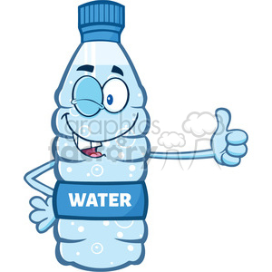 illustration cartoon ilustation of a water plastic bottle mascot character winking and holding a thumb up vector illustration isolated on white background