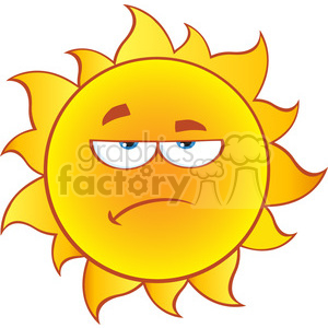 grumpy sun cartoon mascot character with gradient vector illustration isolated on white background