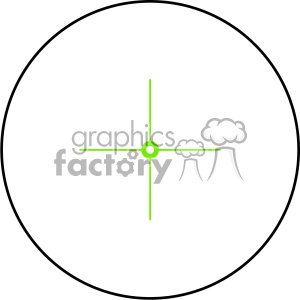 This clipart image depicts a simple targeting reticle, which consists of a central circle with a horizontal and vertical line intersecting at the center, creating a crosshair. The reticle is typically used in firearms, archery, or optical devices to aid in aiming at a target. The design is set against a transparent background with a black circle defining the outer boundary of the sight.