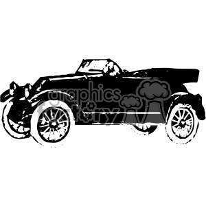 Black and white clipart image of an antique car