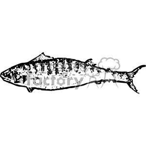 Black and white clipart illustration of a fish, featuring an abstract and detailed design pattern.