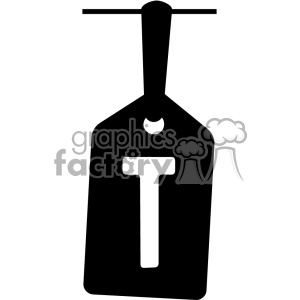 A black and white clipart image of a luggage tag with a letter 'T' on it.