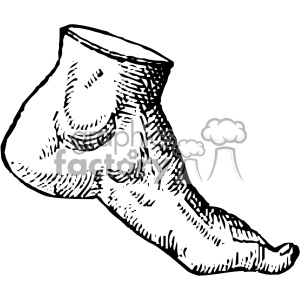 Black and white clipart image of a human foot illustration.