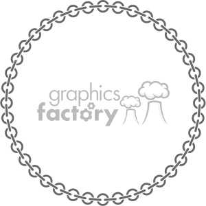 Clipart image of a circular chain link frame in grayscale.