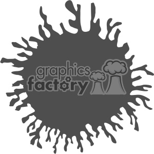 A monochrome clipart illustration depicting a black ink splatter with irregular edges on a white background.