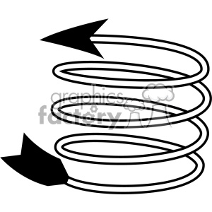 A black and white clipart image depicting a coiled arrow that looks like a spring 