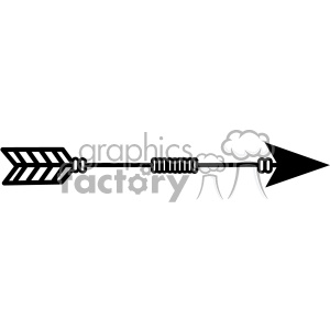 Black and white clipart image of an arrow with detailed fletching and arrowhead