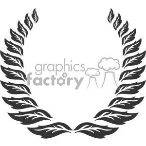 A clipart image of a laurel wreath composed of stylized leaves in black, forming a U-shape.