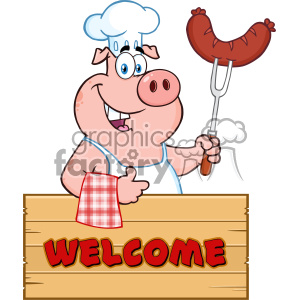   The clipart image depicts a cartoon pig wearing a chef
