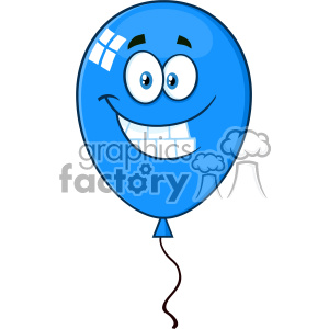 The clipart image depicts a cartoon mascot character in the shape of a blue balloon with a smiling face. The image conveys a sense of fun and happiness, making it suitable for use in party or celebration-related contexts such as birthdays or fiestas.
