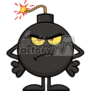 Clipart image of an angry cartoon bomb character with a lit fuse.