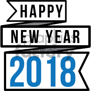 2018 happy new year ribbon blue