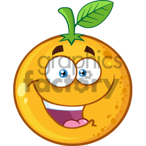 Royalty Free RF Clipart Illustration Happy Orange Fruit Cartoon Mascot Character Vector Illustration Isolated On White Background