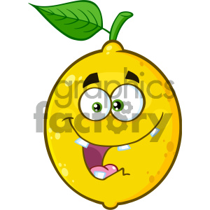 Royalty Free RF Clipart Illustration Crazy Yellow Lemon Fruit Cartoon Emoji Face Character With Expression Vector Illustration Isolated On White Background