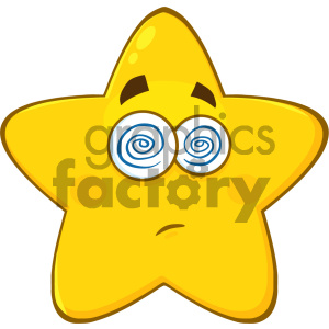 Royalty Free RF Clipart Illustration Dazed Yellow Star Cartoon Emoji Face Character With Hypnotized Expression Vector Illustration Isolated On White Background