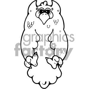 cartoon clipart black and white owl 004 bw
