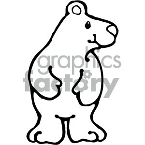The image depicts a simple black and white line drawing of a standing bear. It contains no color and appears to be designed in a basic, cartoonish style. 