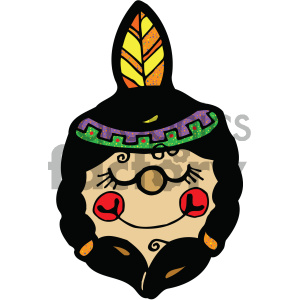 Cute Cartoon Native American Female Character