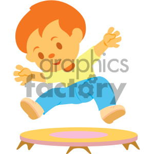 boy jumping on trampoline vector illustration