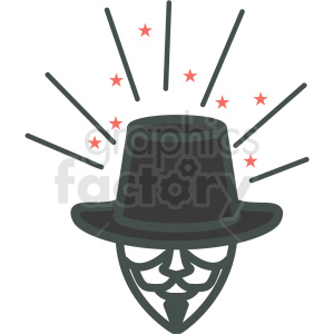 guy fawkes day mask and hat vector icon image