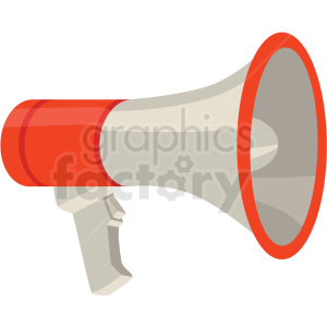 Illustration of a red and gray megaphone loudspeaker.