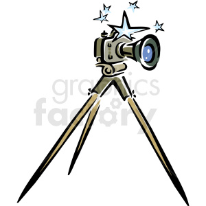 A Camera Sitting on A Tripod with Stars around the Top