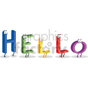   The clipart image shows cartoon characters spelling out the word "Hello" with their bodies. They are standing on a white background and are waving their arms to greet someone.
 