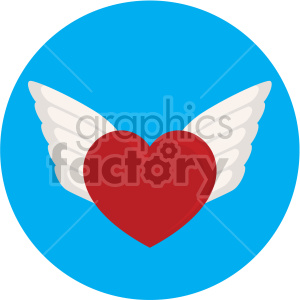 heart with wings for valentines blue background