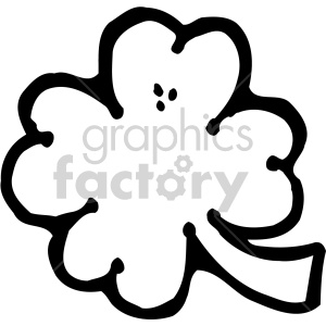 A black and white clipart image of a four-leaf clover, often associated with St. Patrick's Day and Irish culture.