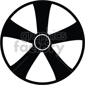 The image shows a simple black and white clipart of a wheel with eight equally divided spokes.