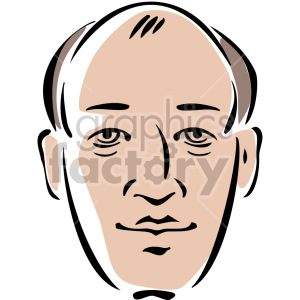 Clipart image of a bald man's face with a neutral expression.