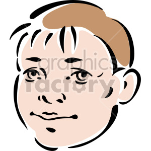 Clipart image of a child's face with simple, bold lines and a neutral expression.