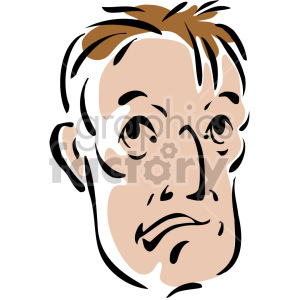 A clipart image of a sad-looking man's face with a stylized, simplistic design.