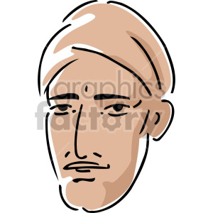 Clipart illustration of a man's face wearing a turban.