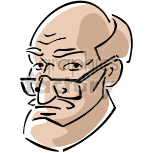 Clipart of a bald man with glasses and a serious expression.