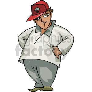 A cartoon illustration of a man in a red baseball cap and casual clothes, with a friendly expression.