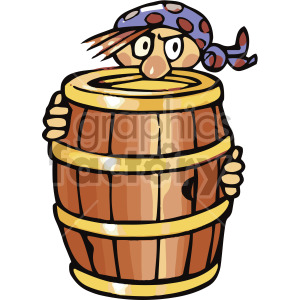 pirate hiding behind barrel