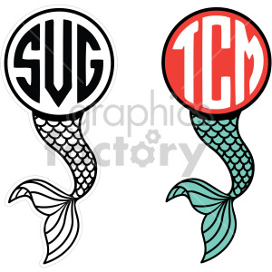 Black White Mermaid Tail Frame Cut File Clipart 407820 Graphics Factory