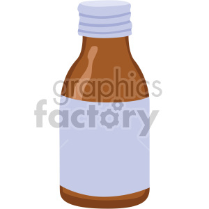 Clipart of a brown medicine bottle with a gray cap, typically used for storing liquid pharmaceuticals.