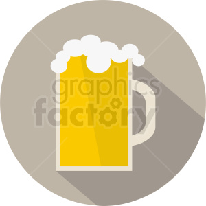 Clipart image of a beer mug filled with beer and topped with frothy foam.