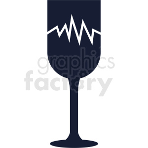 A clipart image of a broken wine glass with a jagged crack running through it.