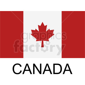The clipart image shows the icon of the flag of Canada, which consists of a red on the left and right, and white in the center containing a stylized, red, 11-pointed maple leaf.
