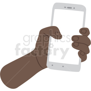 african american hand holding phone vector clipart no background