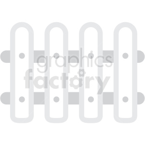 Clipart image of a white picket fence with four vertical posts and two horizontal bars.