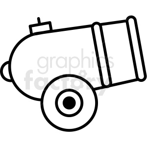 A black and white clipart image of an old-fashioned cannon, used in circuses for human cannonballs 