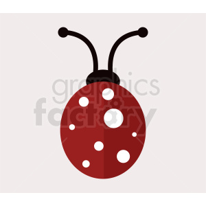 A minimalistic clipart image of a red ladybug with black antennae and white spots on its back.