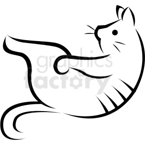 black and white cartoon cat doing situp vector