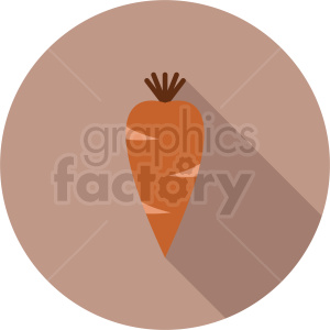 Clipart image of a carrot with a long shadow inside a circular background.