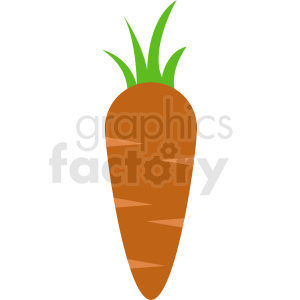 A simple clipart image of a carrot with green leaves and an orange body.