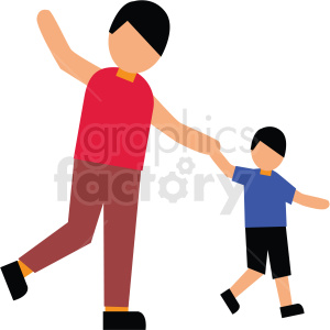 Clipart image of a person holding the hand of a child, illustrating family and togetherness.